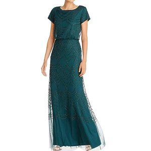 Adrianna Papell Teal Maxi Dress